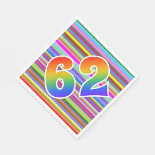Serviette En Papier Rayures colorées + Motif arc-en-ciel "62" N° d'évé