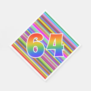 Serviette En Papier Rayures colorées + Motif arc-en-ciel "64" N° d'évé