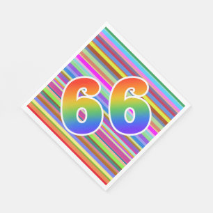 Serviette En Papier Rayures colorées + Motif arc-en-ciel "66" N° d'évé