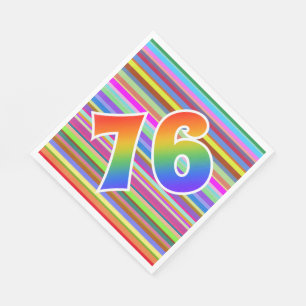 Serviette En Papier Rayures colorées + Motif arc-en-ciel "76" N° d'évé