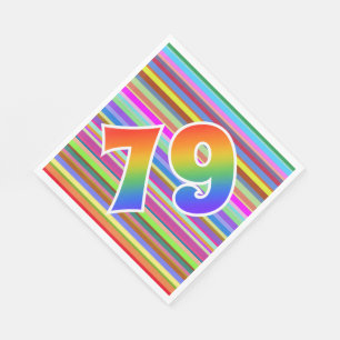 Serviette En Papier Rayures colorées + Motif arc-en-ciel "79" N° d'évé