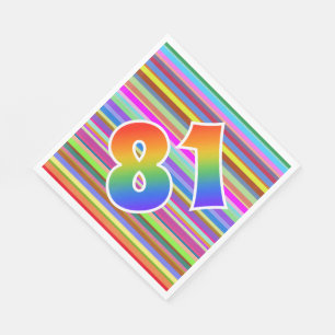 Serviette En Papier Rayures colorées + Motif arc-en-ciel "81" N° d'évé