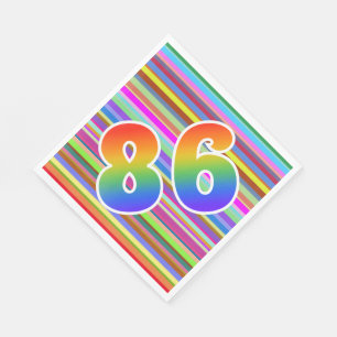 Serviette En Papier Rayures colorées + Motif arc-en-ciel "86" N° d'évé