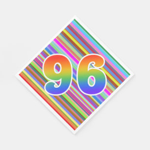 Serviette En Papier Rayures colorées + Motif arc-en-ciel "96" N° d'évé