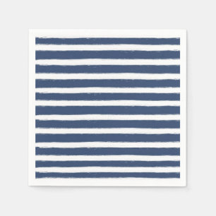 Serviette En Papier Rayures de bleu marine et de blanc