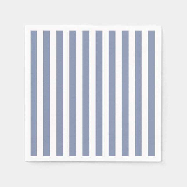 Serviette En Papier Rayures de bonbon bleu gris et blanc (Devant)