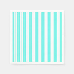 Serviette En Papier Rayures de bonbon turquoise et blanc