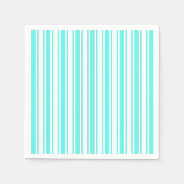 Serviette En Papier Rayures de bonbon turquoise et blanc (Devant)