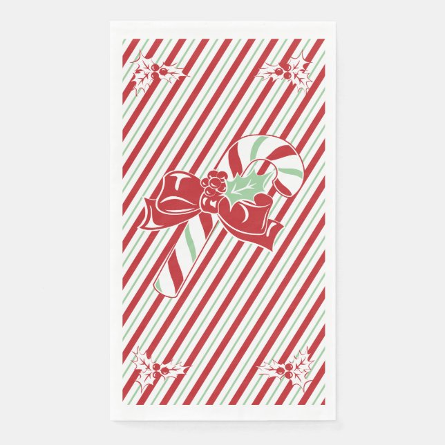 Serviette En Papier Rayures de Canne à Sucre de Noël (Devant)
