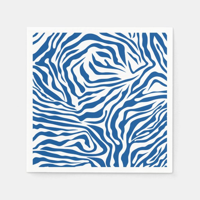 Serviette En Papier Rayures de zèbre bleues et blanches Impression d'a (Devant)