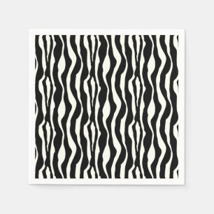 Serviette En Papier Rayures de zèbre - Noir et Blanc