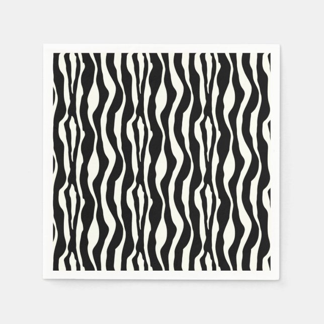 Serviette En Papier Rayures de zèbre - Noir et Blanc (Devant)