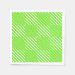 Serviette En Papier Rayures diagonales - vert citron et blanc