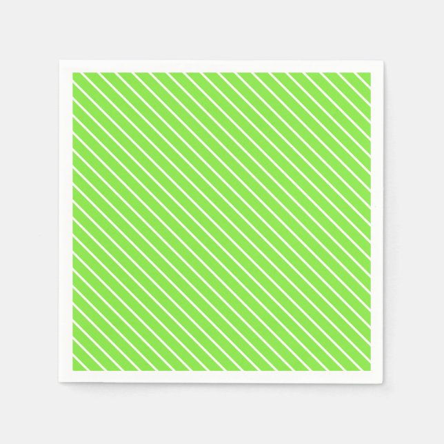Serviette En Papier Rayures diagonales - vert citron et blanc (Devant)