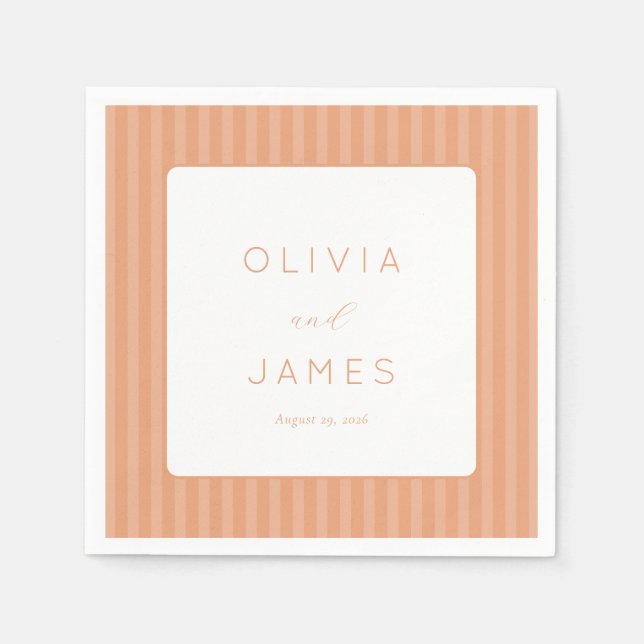 Serviette En Papier Rayures élégantes de pêche (Devant)