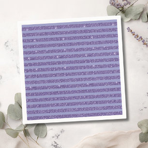 Serviette En Papier Rayures horizontales de style pailleté d'améthyste