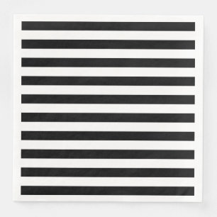 Serviette En Papier Rayures horizontales noires