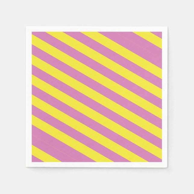 Serviette En Papier Rayures Jaune Rose (Devant)