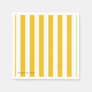 Serviette En Papier Rayures jaunes et blanches personnalisées rayées m