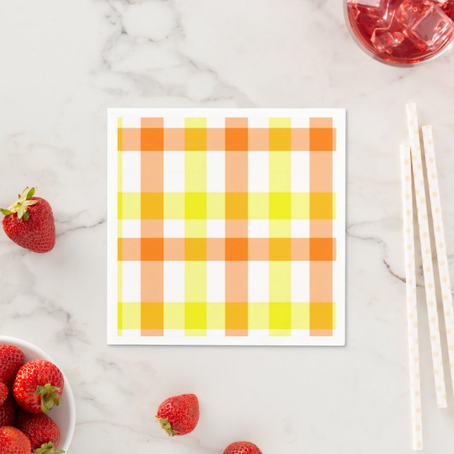 Serviette En Papier Rayures jaunes et orange (En situation)