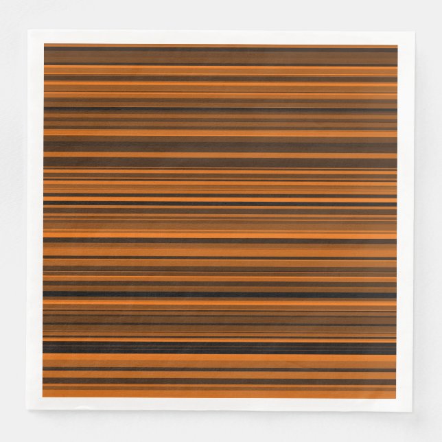 Serviette En Papier Rayures Marron Noir Orange (Devant)