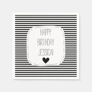 Serviette En Papier Rayures noires et blanches