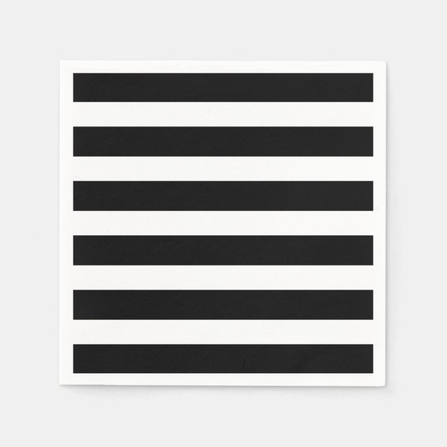 Serviette En Papier Rayures noires et blanches Fête rayée (Devant)