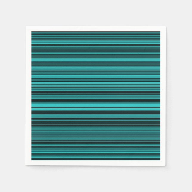Serviette En Papier Rayures noires et sarcelle (Devant)