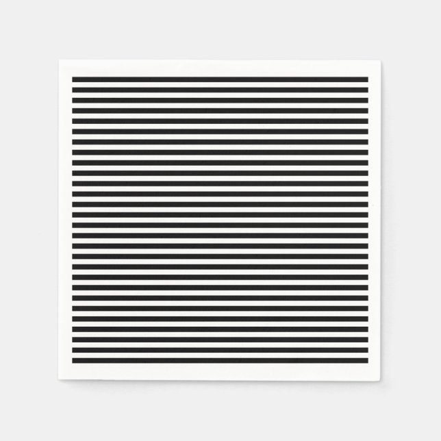 Serviette En Papier Rayures noires nautiques (Devant)