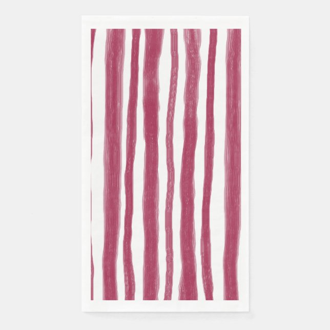 Serviette En Papier Rayures rouges Bordeaux  (Devant)