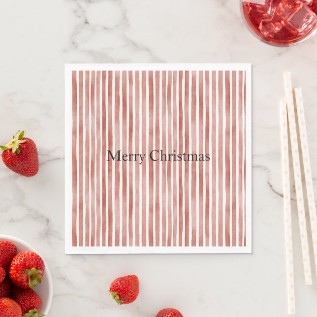 Serviette En Papier Rayures Rouges et Blanches de Noël (En situation)