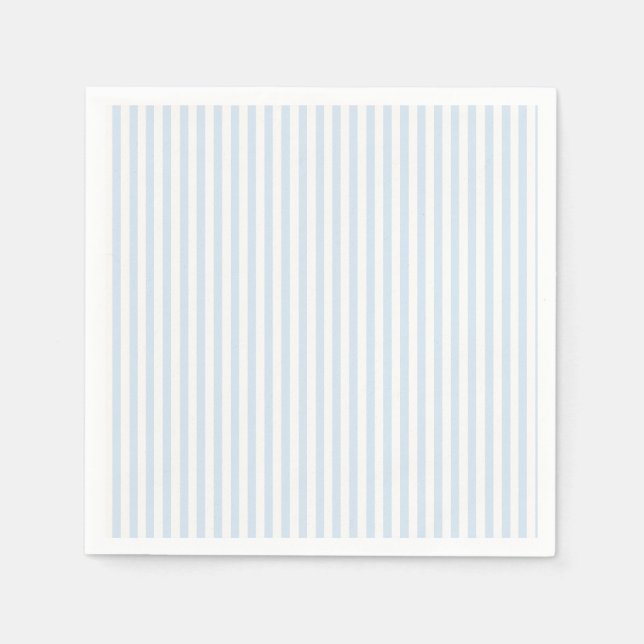 Serviette En Papier Rayures Simples - Bleu Poudre (Devant)