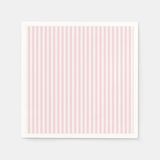 Serviette En Papier Rayures Simples - Douce Teinte Rose (Devant)