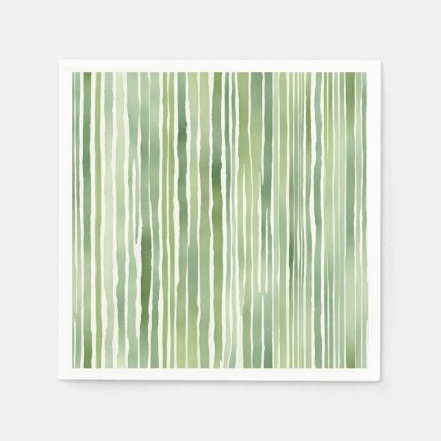 Serviette En Papier Rayures Vertes  (Devant)