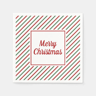 Serviette En Papier Rayures Vertes Rouges Festives Noël