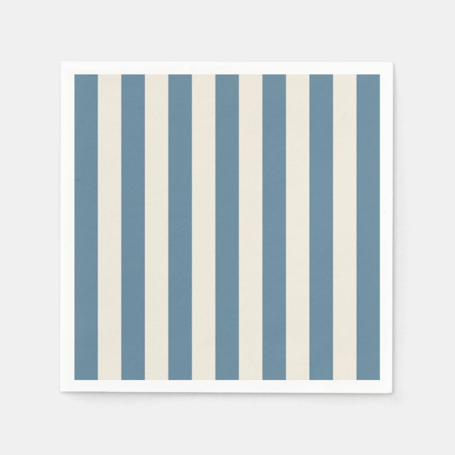 Serviette En Papier Rayures verticales bleues et crème (Devant)