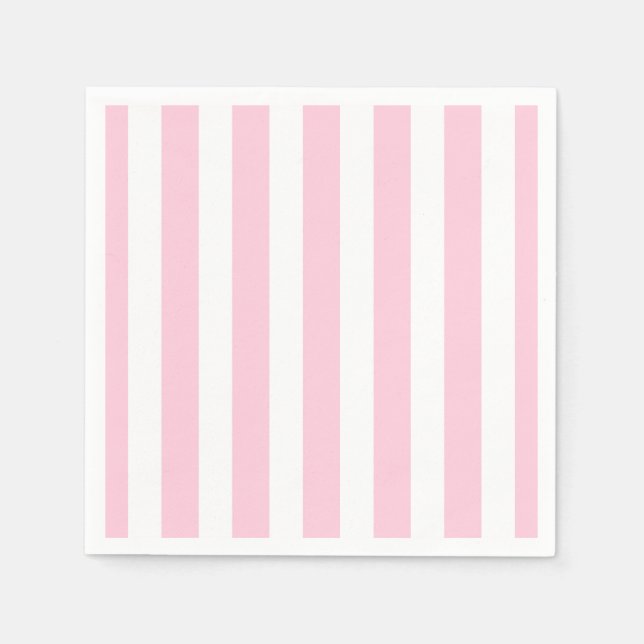 Serviette En Papier Rayures verticales rose et blanc, rayure shabby ch (Devant)