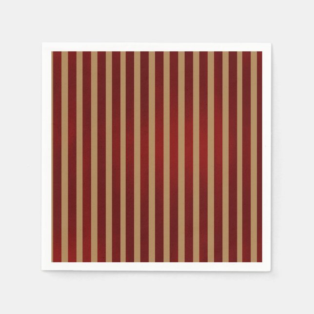 Serviette En Papier Rayures verticales rouges et dorées Motif rayé (Devant)