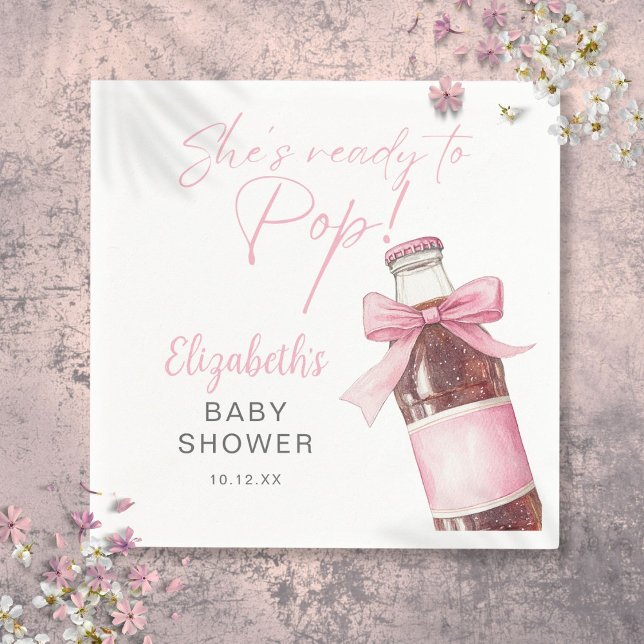 Serviette En Papier Ready To Pop Pink Bow Soda Bottle Baby Shower (Ready To Pop Pink Bow Soda Bottle Baby Shower Napkins)
