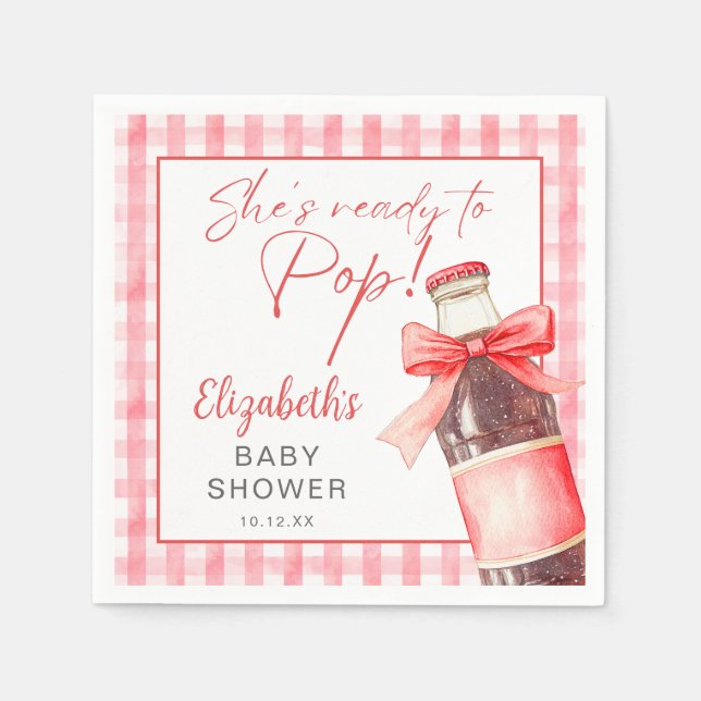 Serviette En Papier Ready To Pop Red Bow Soda Bottle Baby Shower (Devant)