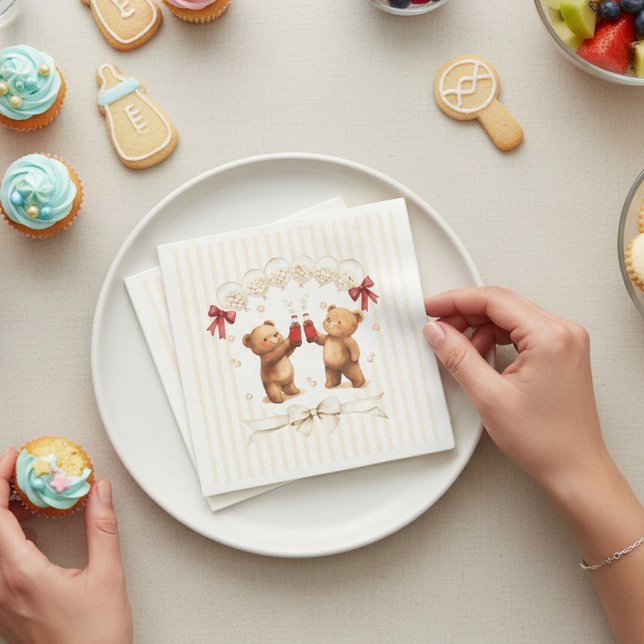 Serviette En Papier Ready to Pop Teddy Bears Baby Shower Napkins (Créateur téléchargé)