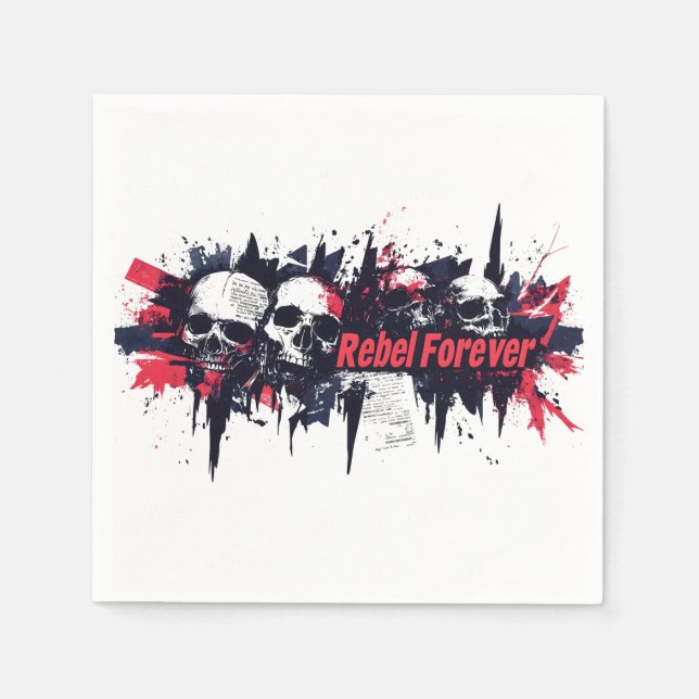 Serviette En Papier "Rebel Forever" - Edgy Skull Design graphique (Devant)