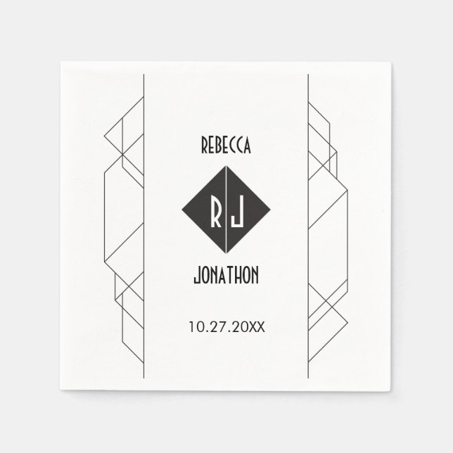 Serviette En Papier Réception Art déco moderne Naples (Devant)