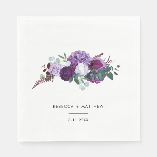Serviette En Papier Réception de mariage avec écriture à l'aquarelle f (Devant)