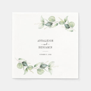 Serviette En Papier Réception de mariage avec feuillage de feuilles d'