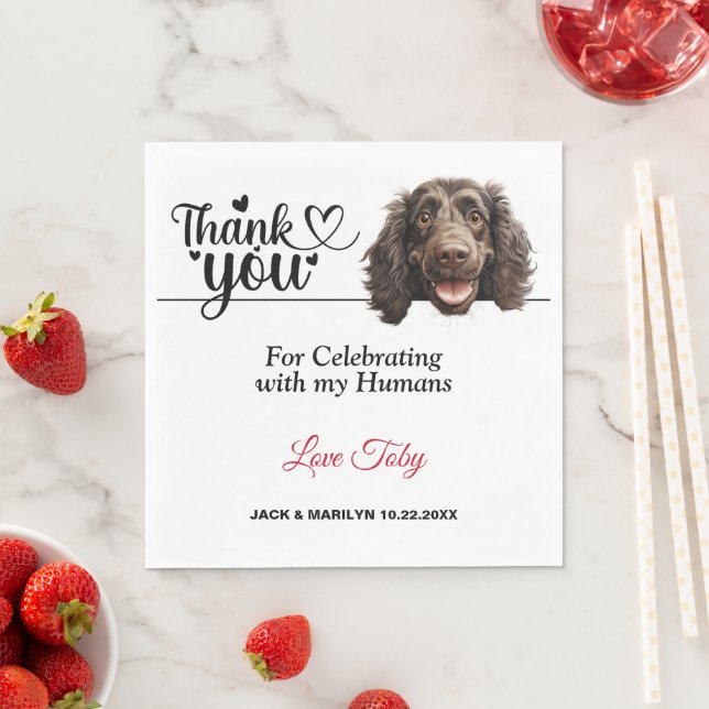 Serviette En Papier Réception de mariage avec un chien Boykin Spaniel (En situation)