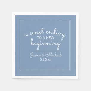 Serviette En Papier Réception de Mariage Bleu Douce Fin Nouveau Début