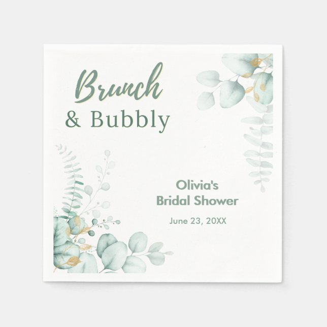 Serviette En Papier Réception de mariage botanique eucalyptus brunch e (Devant)
