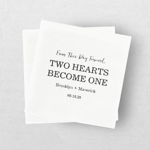 Serviette En Papier Réception de mariage Deux cœurs deviennent un
