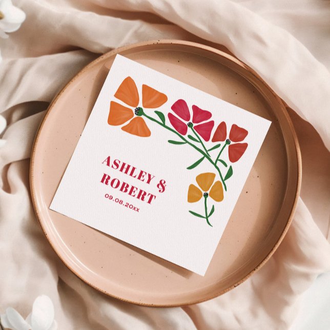 Serviette En Papier Réception de mariage floral Nouveau et lumineux (Créateur téléchargé)